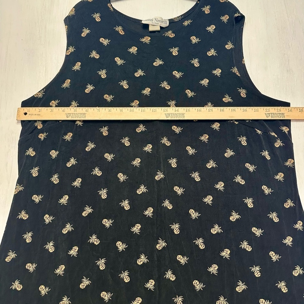 Ronni Nicole II Black Maxi Dress Pineapple Print Sleeveless Stretch 2X USA - Picture 3 of 9